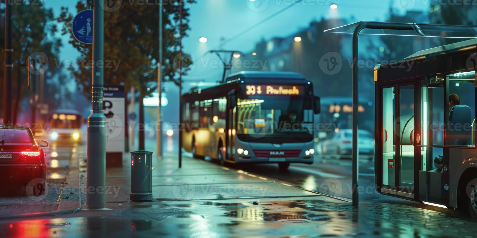 bus public transport on a city street photo