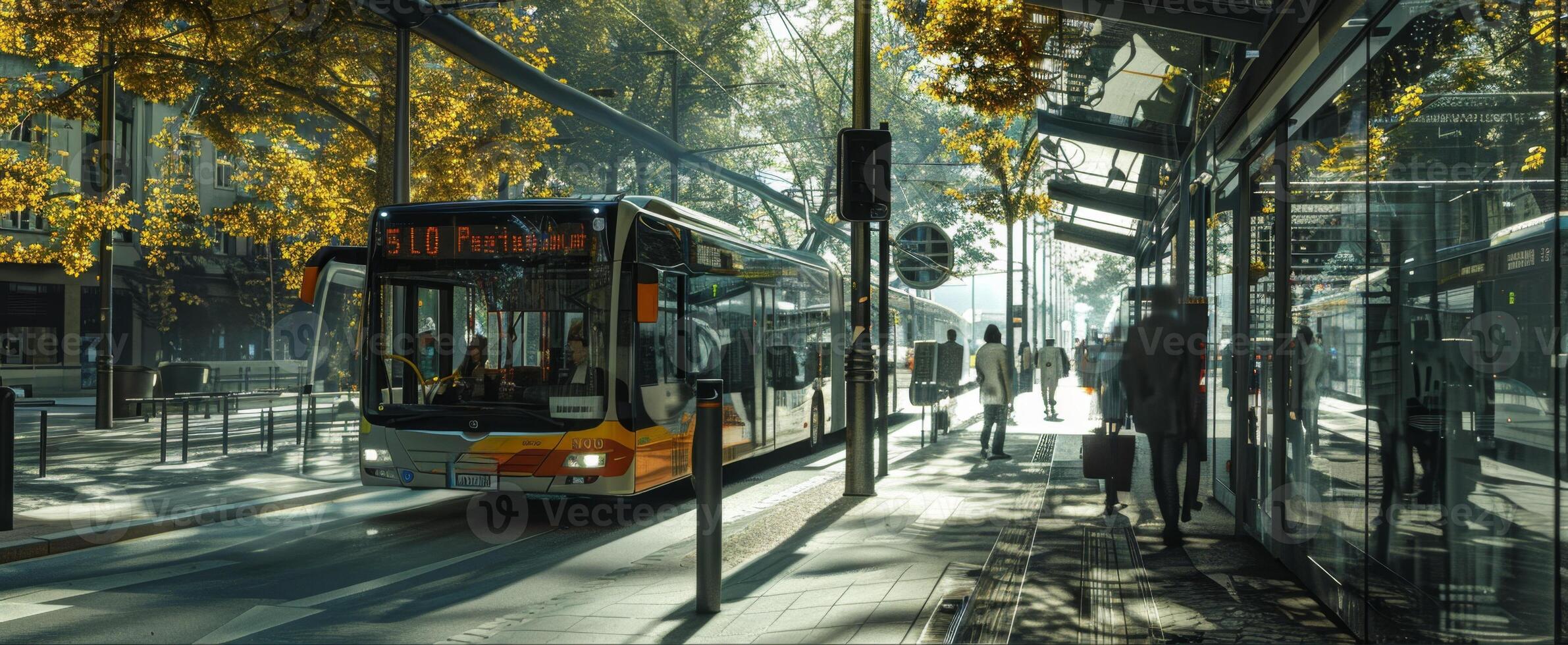 bus public transport on a city street photo