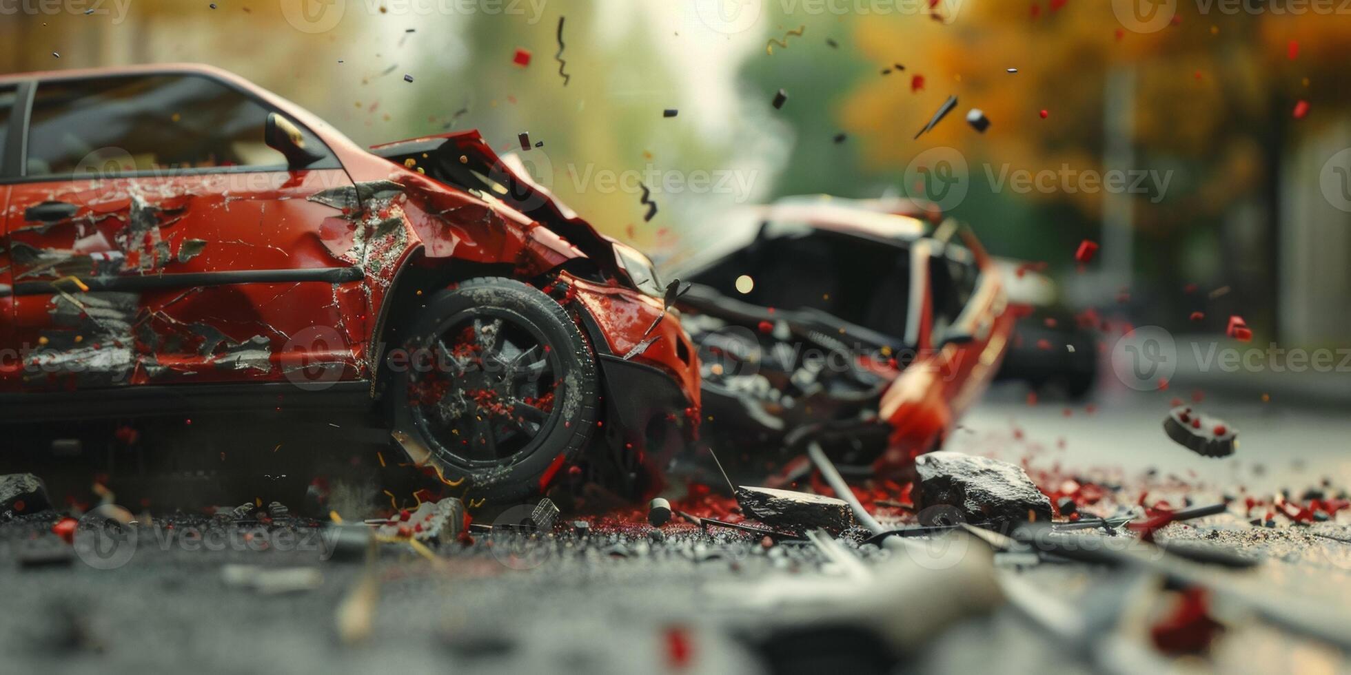 car accident on the road photo
