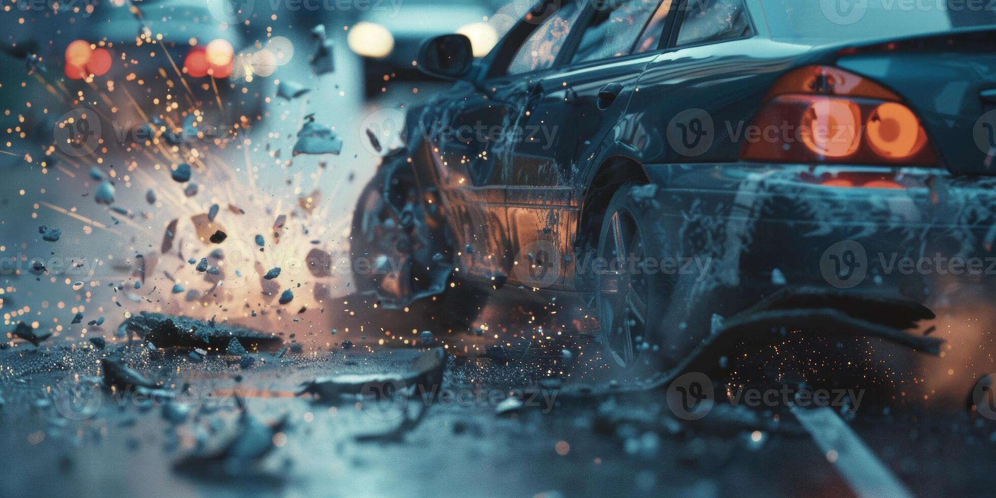 car accident on the road photo