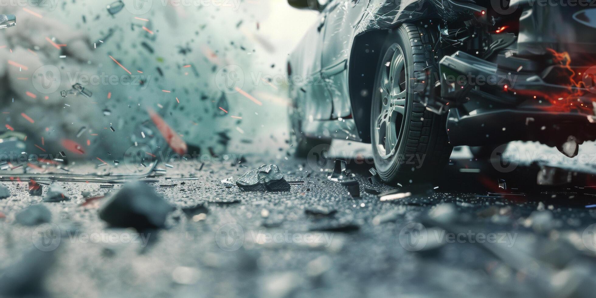 car accident on the road photo