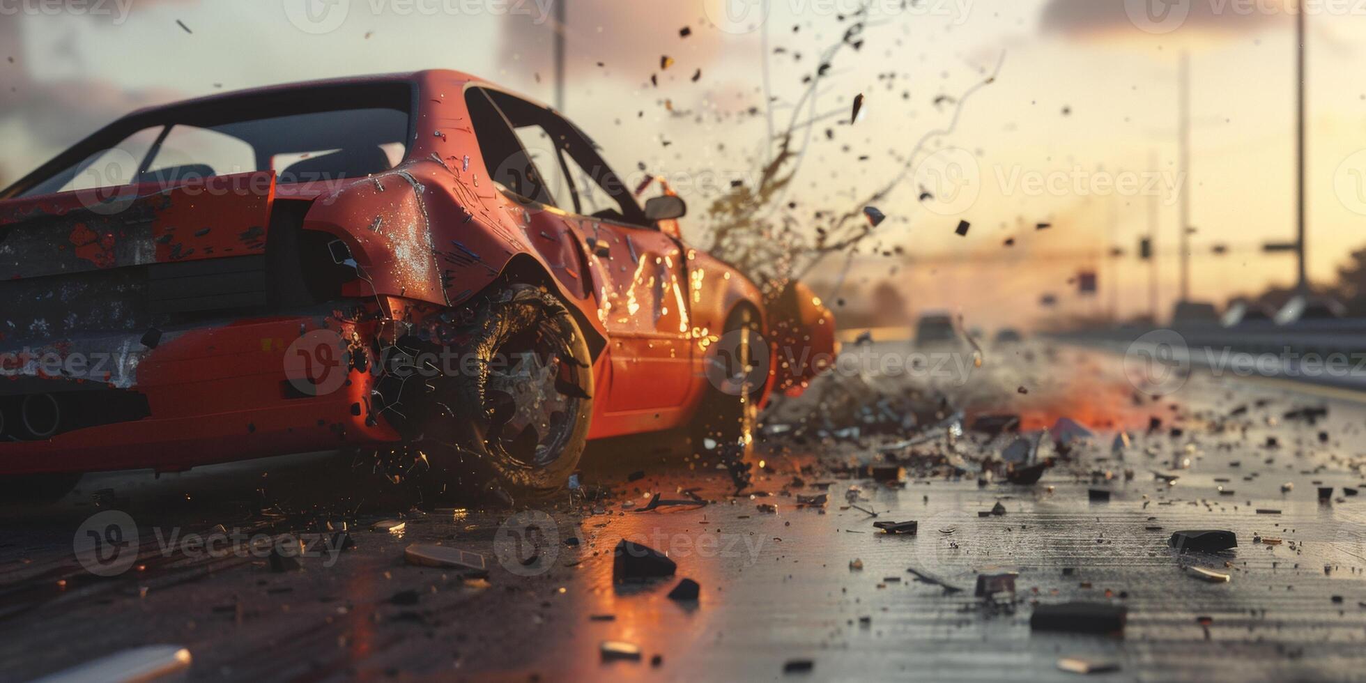 car accident on the road photo