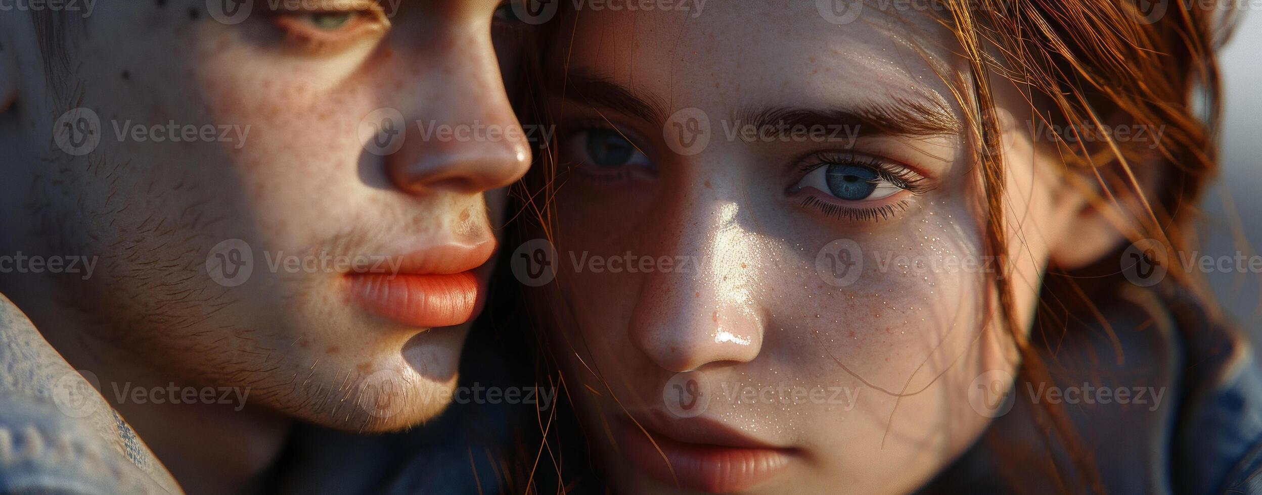 young couple close-up portrait photo