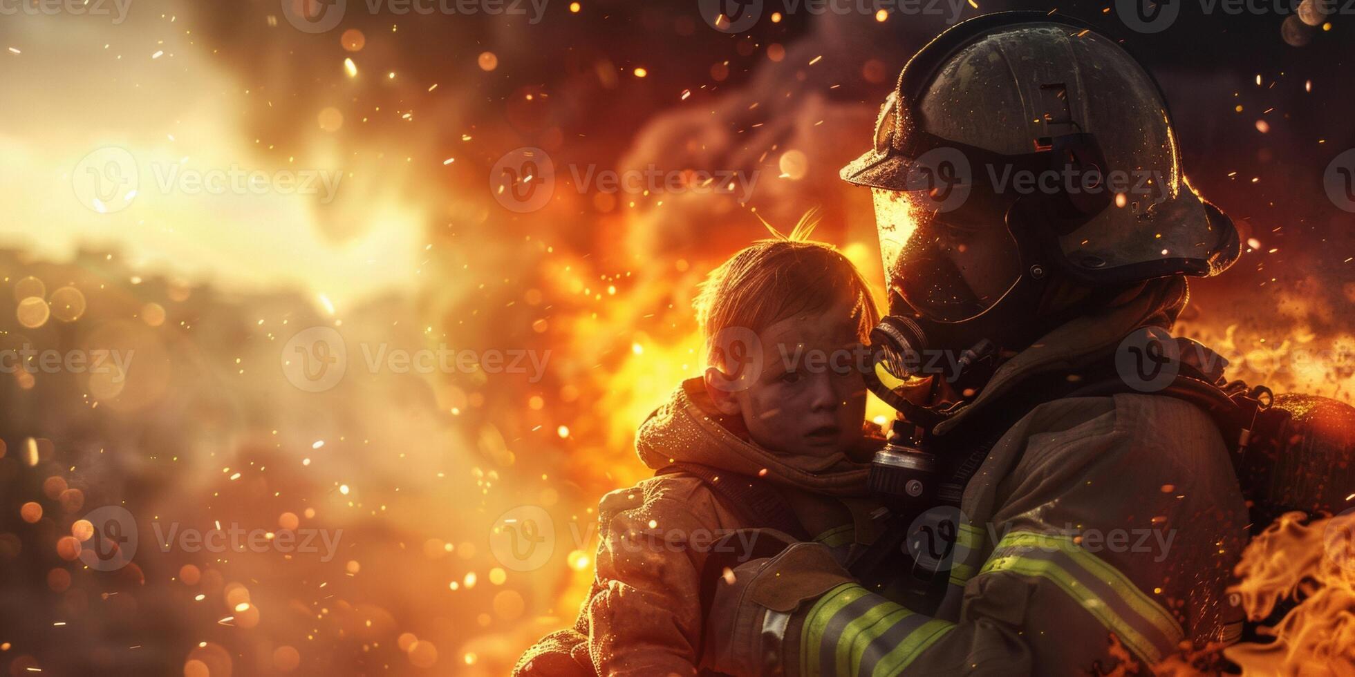 Genefireman saves a child from a fire rative AI photo