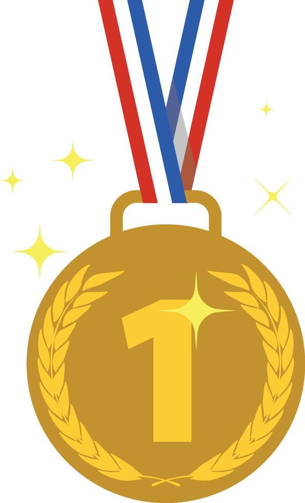 Gold medal with tricolor ribbon vector