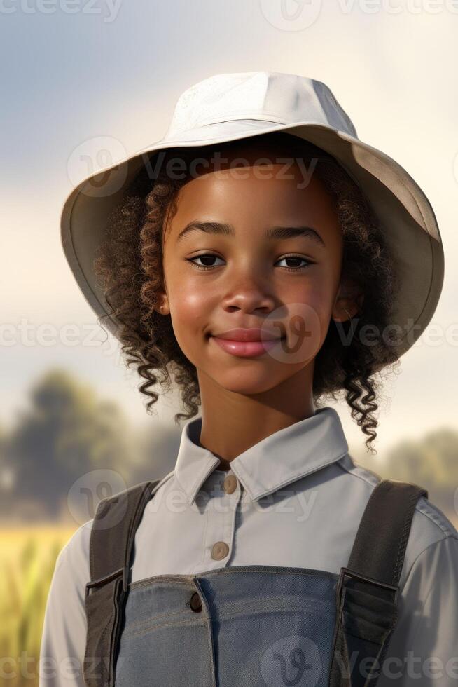 young african american woman farmer wearing hat photo