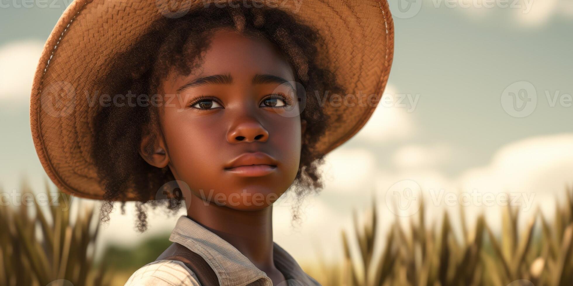 young african american woman farmer wearing hat photo