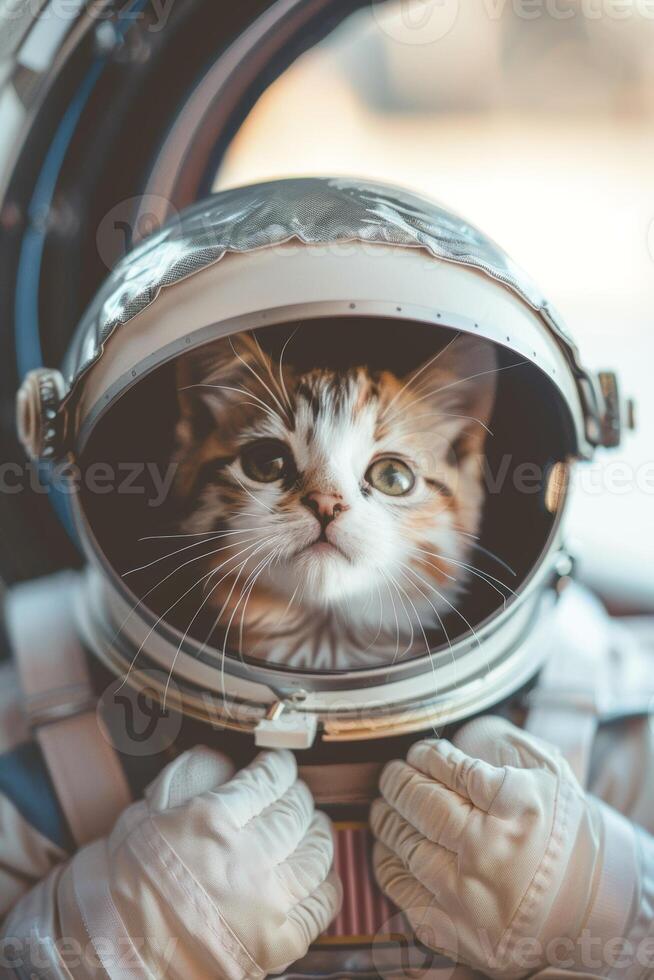 cat in a spacesuit in space photo