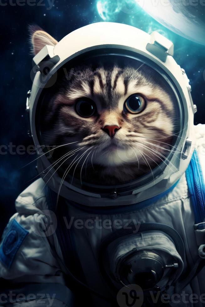 cat in a spacesuit in space photo