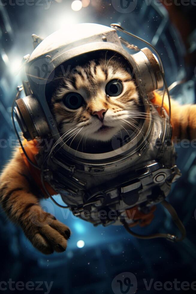 cat in a spacesuit in space photo