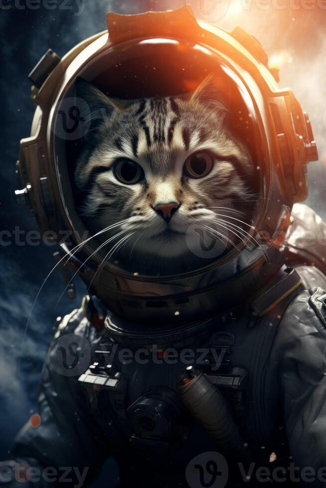 cat in a spacesuit in space photo