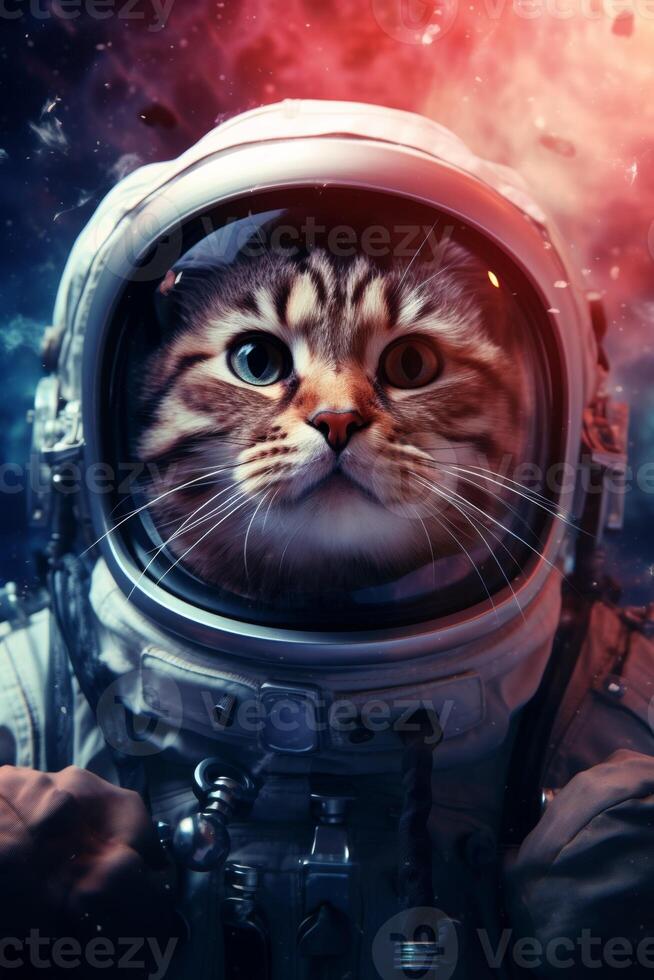 cat in a spacesuit in space photo