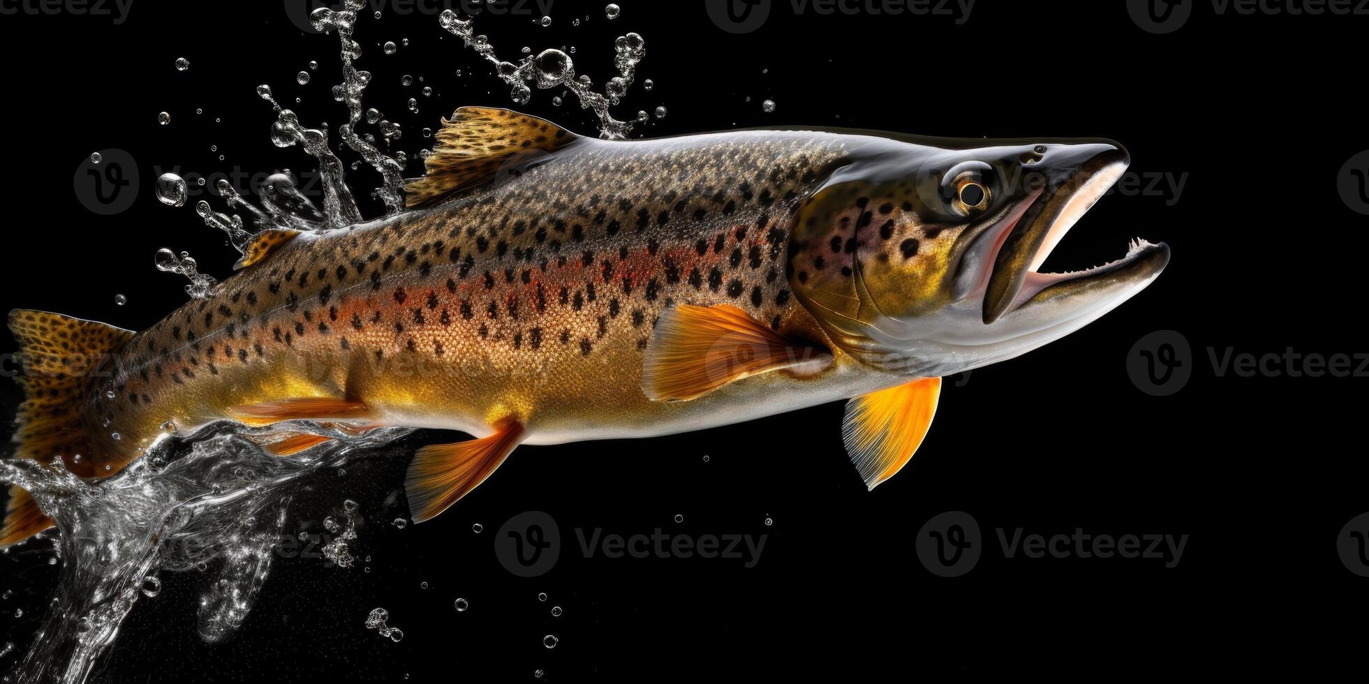 trout jumps out of the water photo