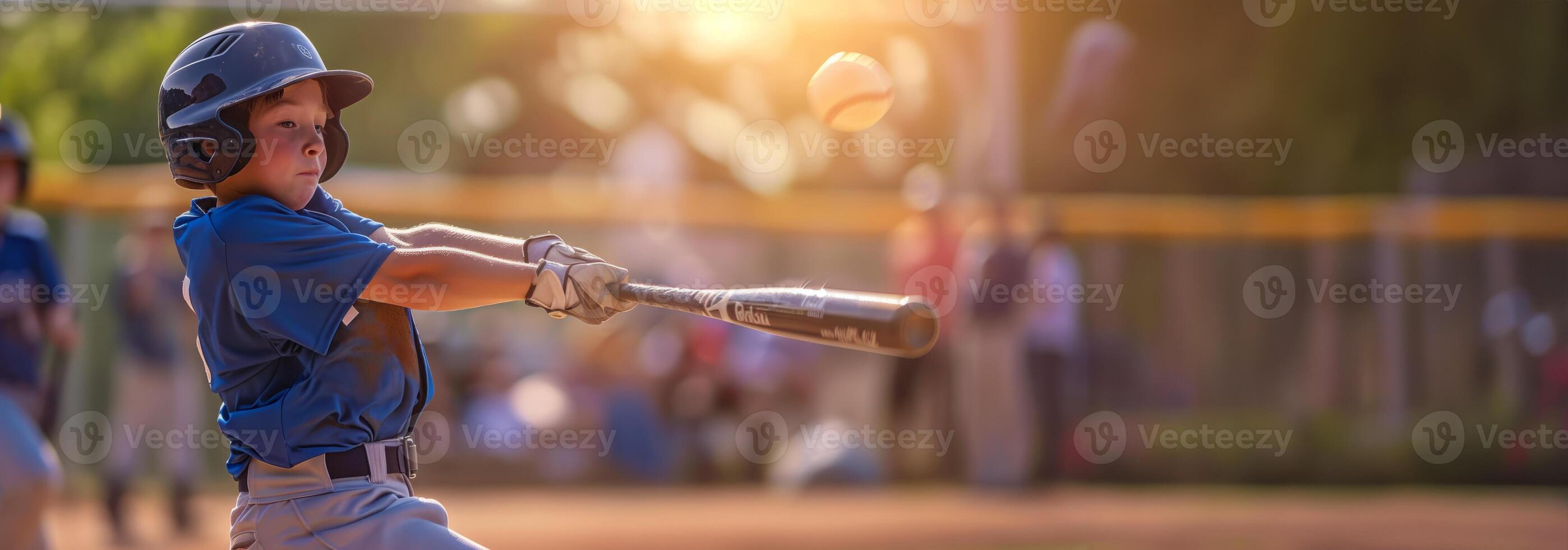 niño jugando béisbol de cerca foto