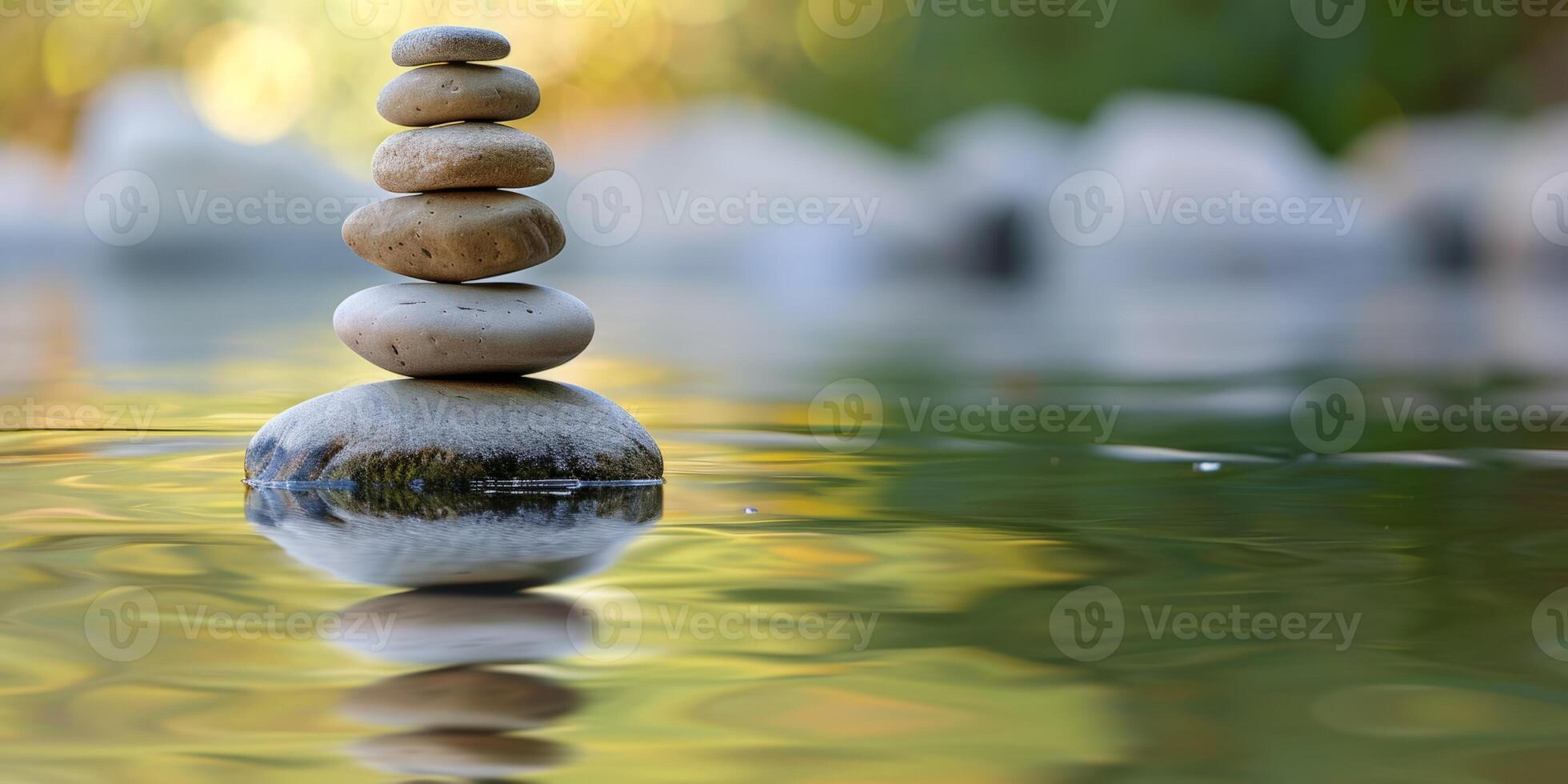 pebble pyramid on the lake photo