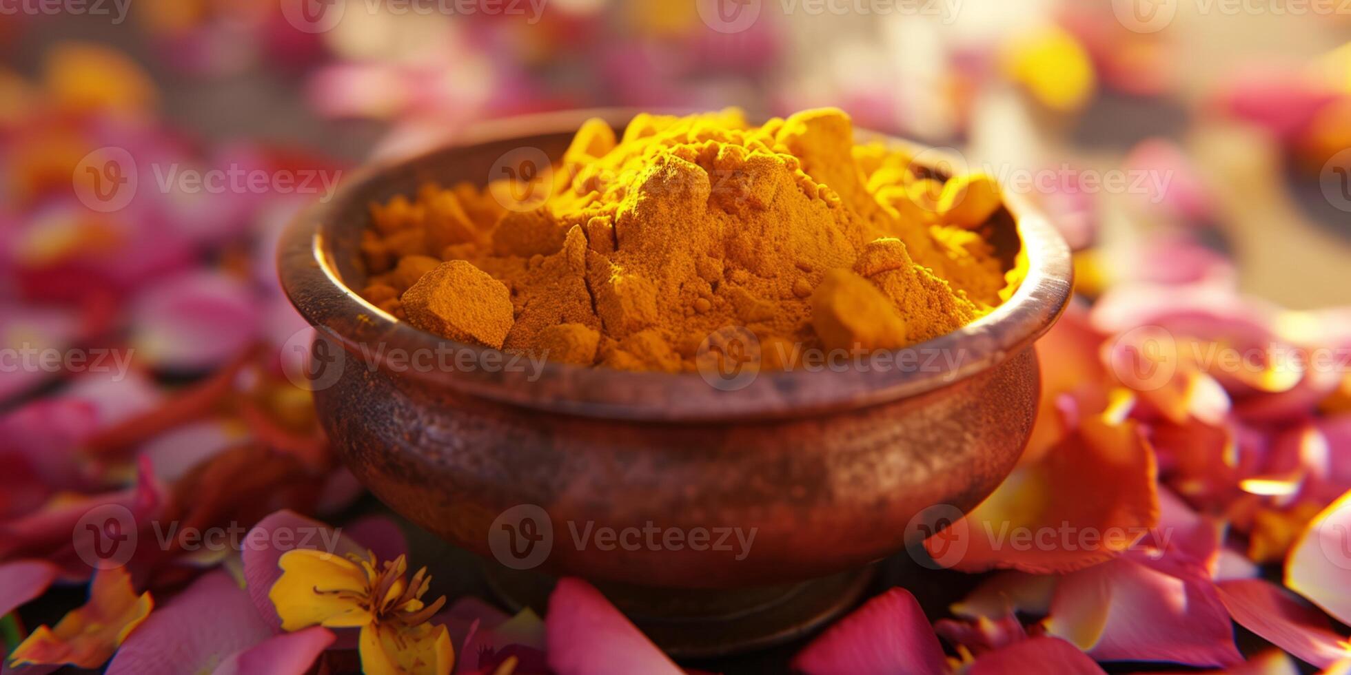 turmeric in wooden bowl photo