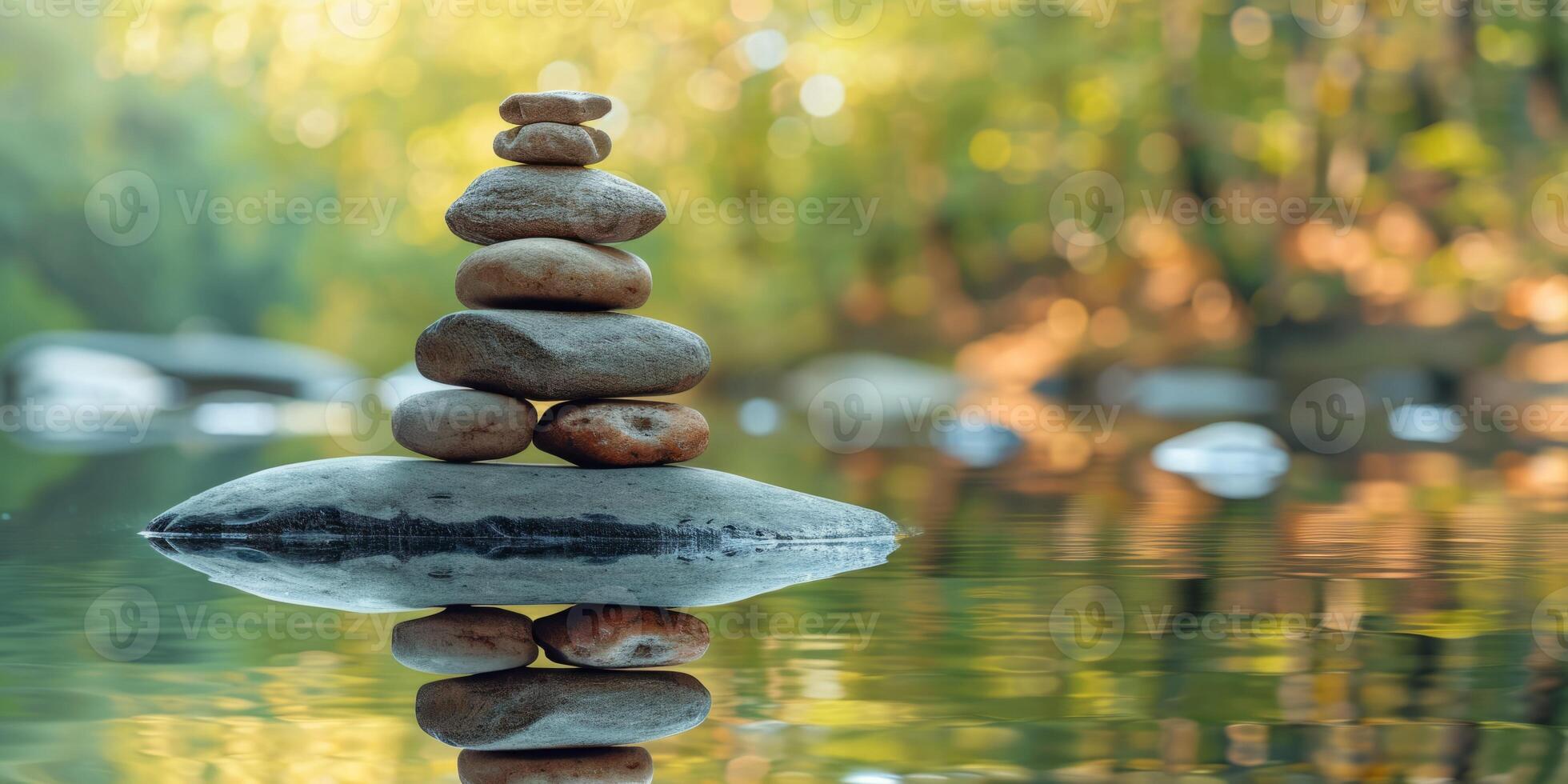 pebble pyramid on the lake photo