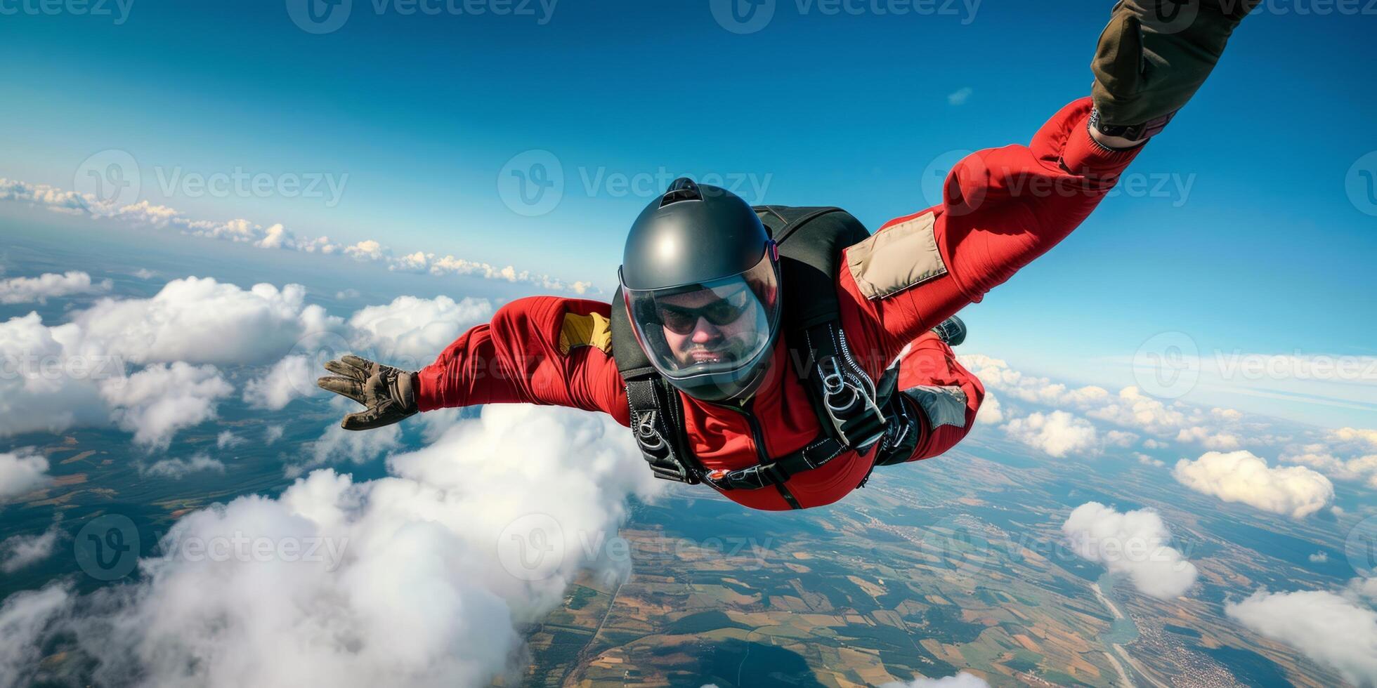 skydiver above the clouds photo