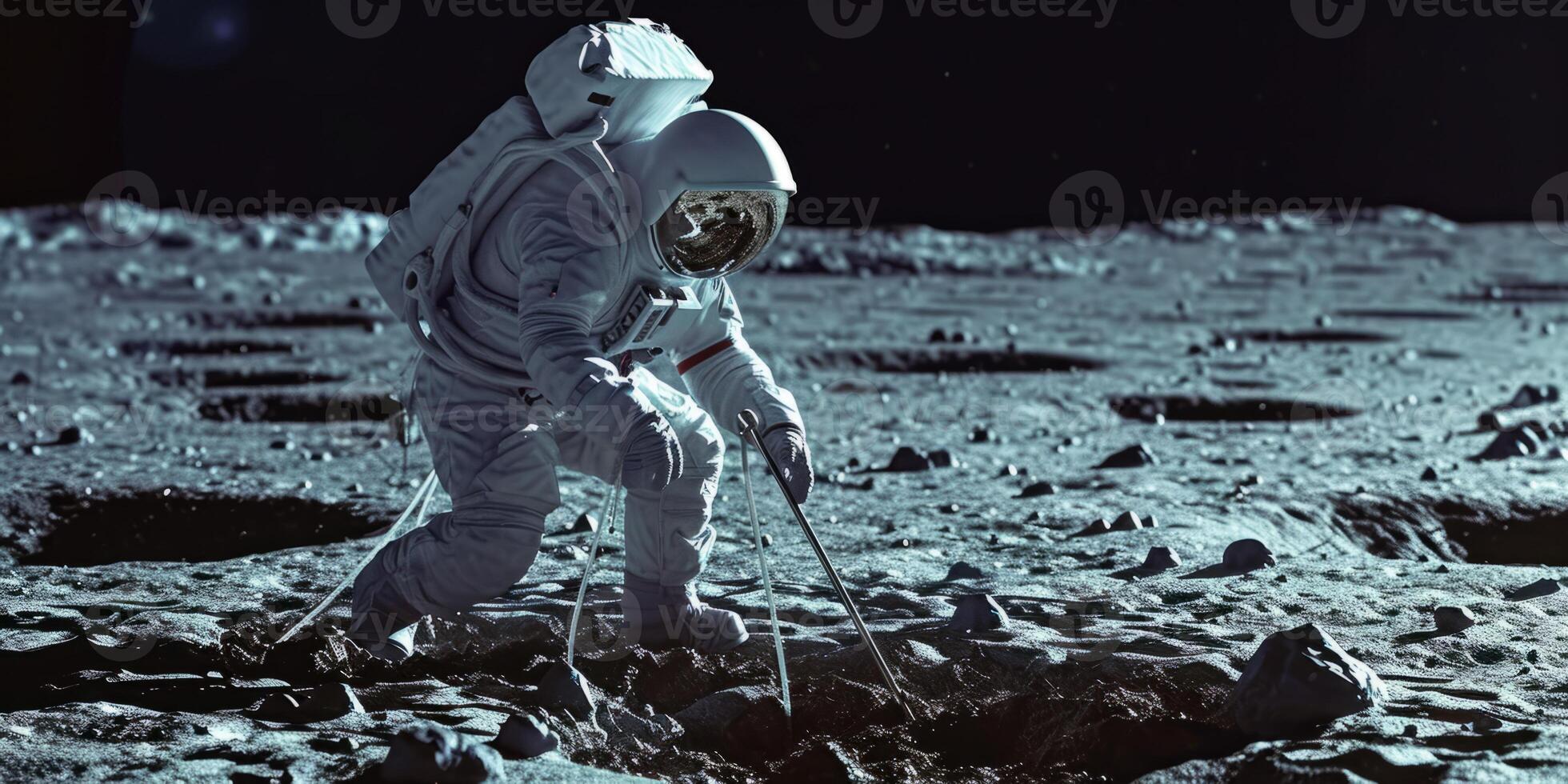 lunar expedition astronauts on the surface of the moon photo