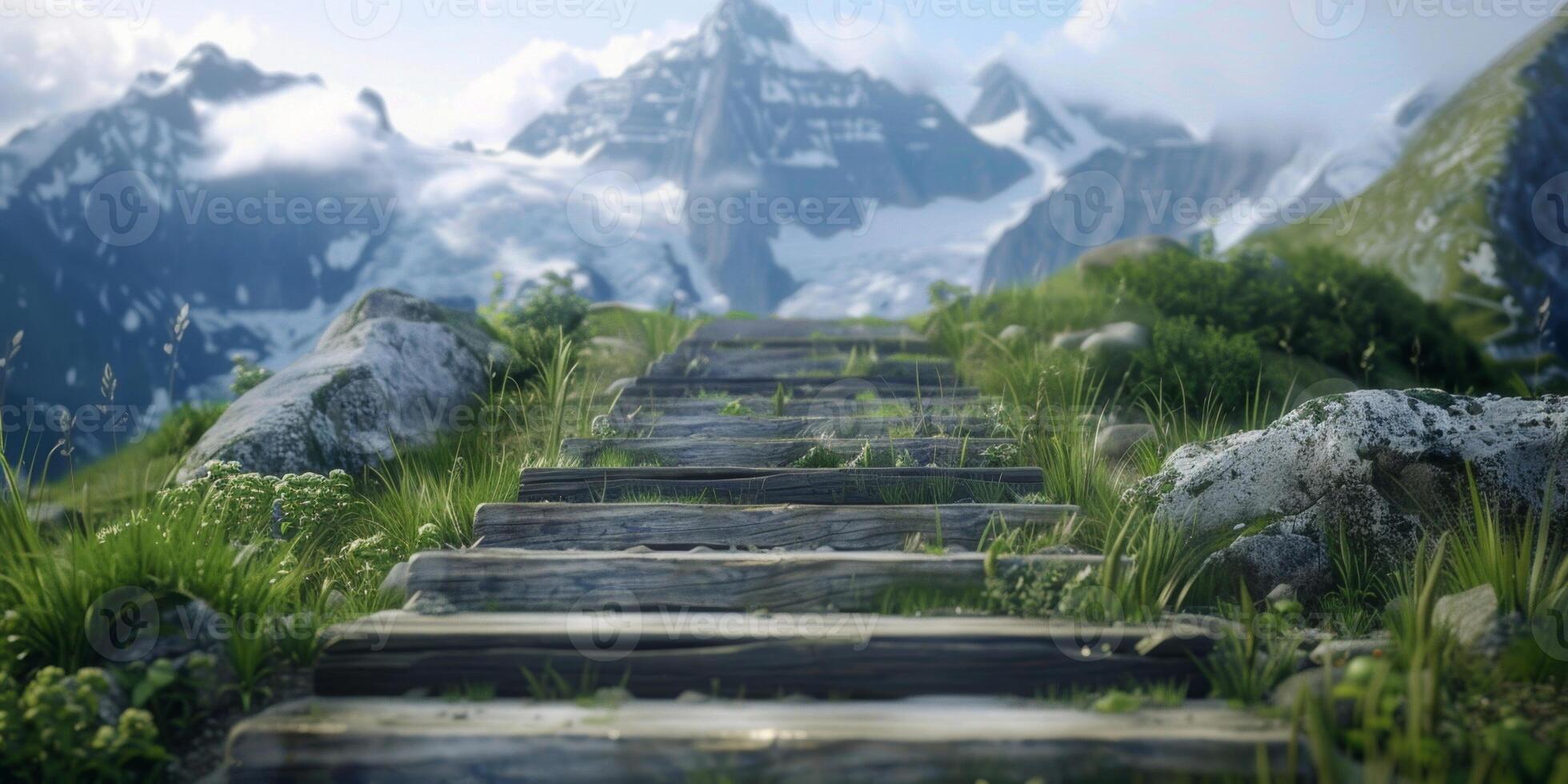 stone stairs uphill photo