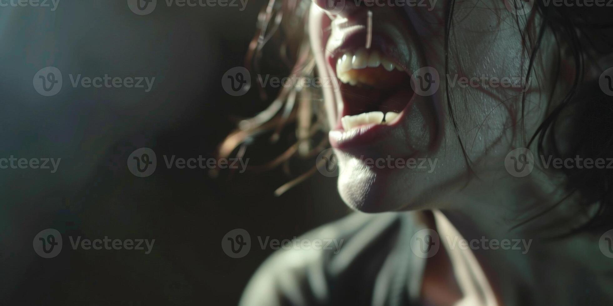 young woman cry of despair photo