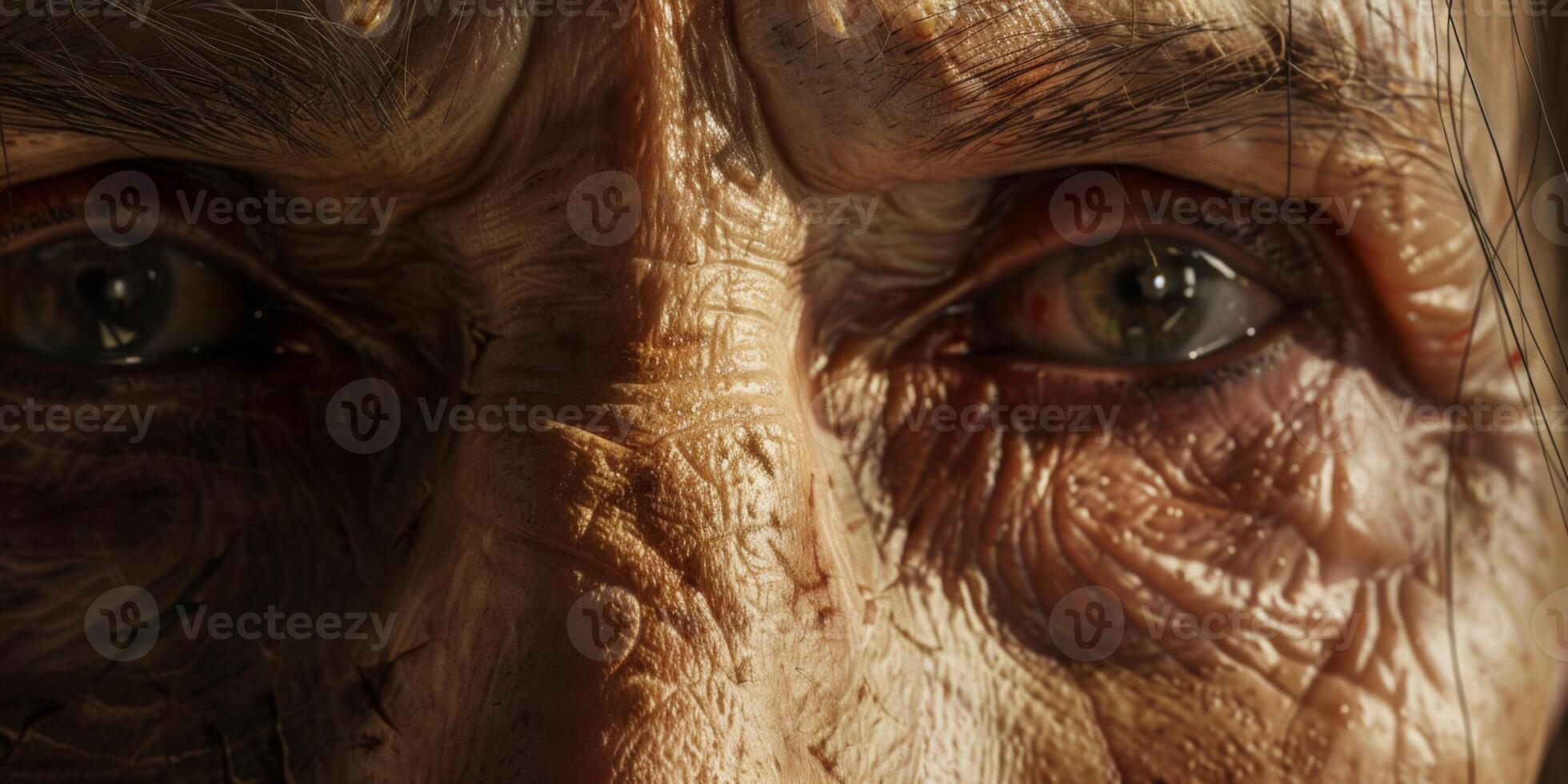 elderly woman wrinkles on her face close-up photo
