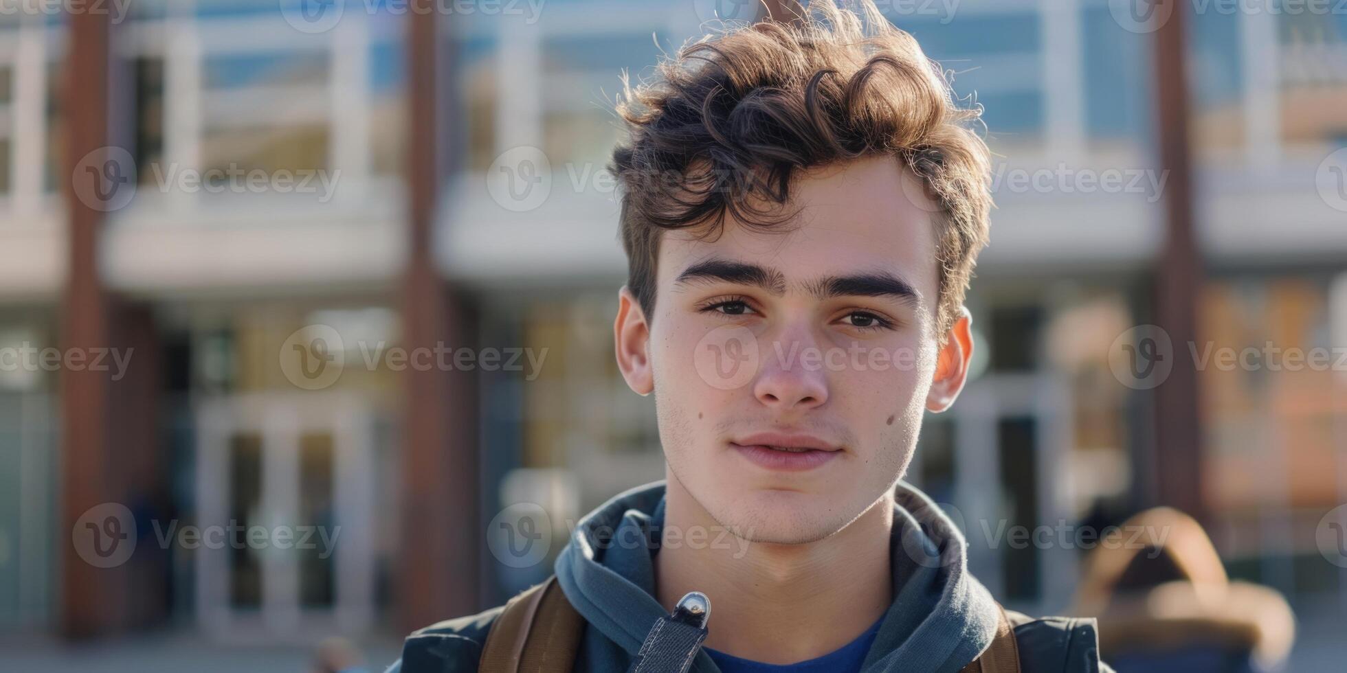 student walking down the street photo
