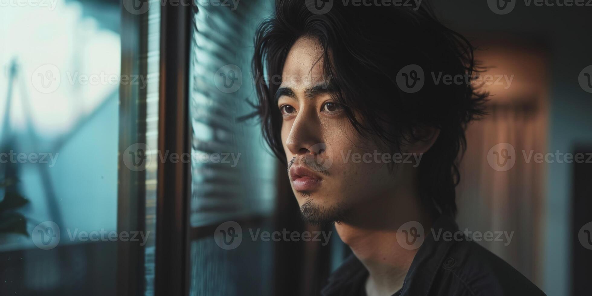 Asian man on a city street photo