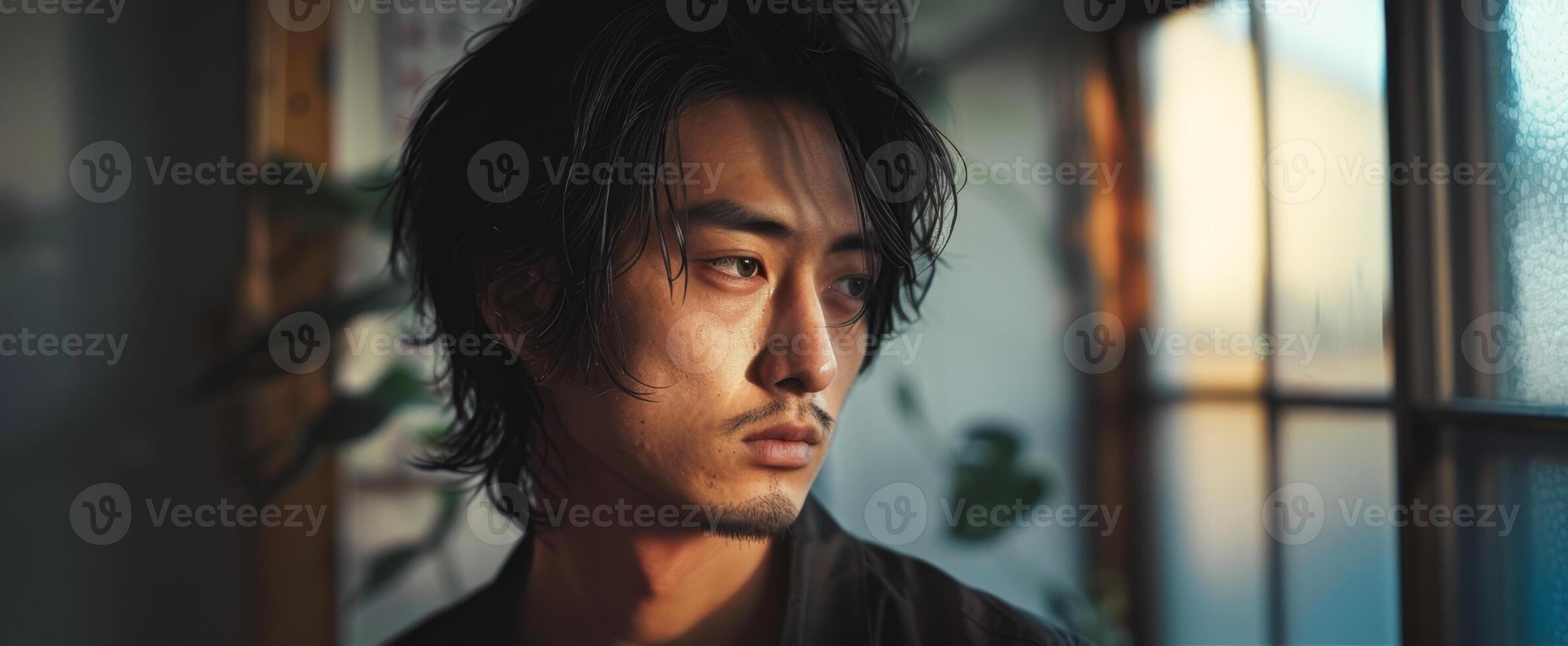 Asian man on a city street photo