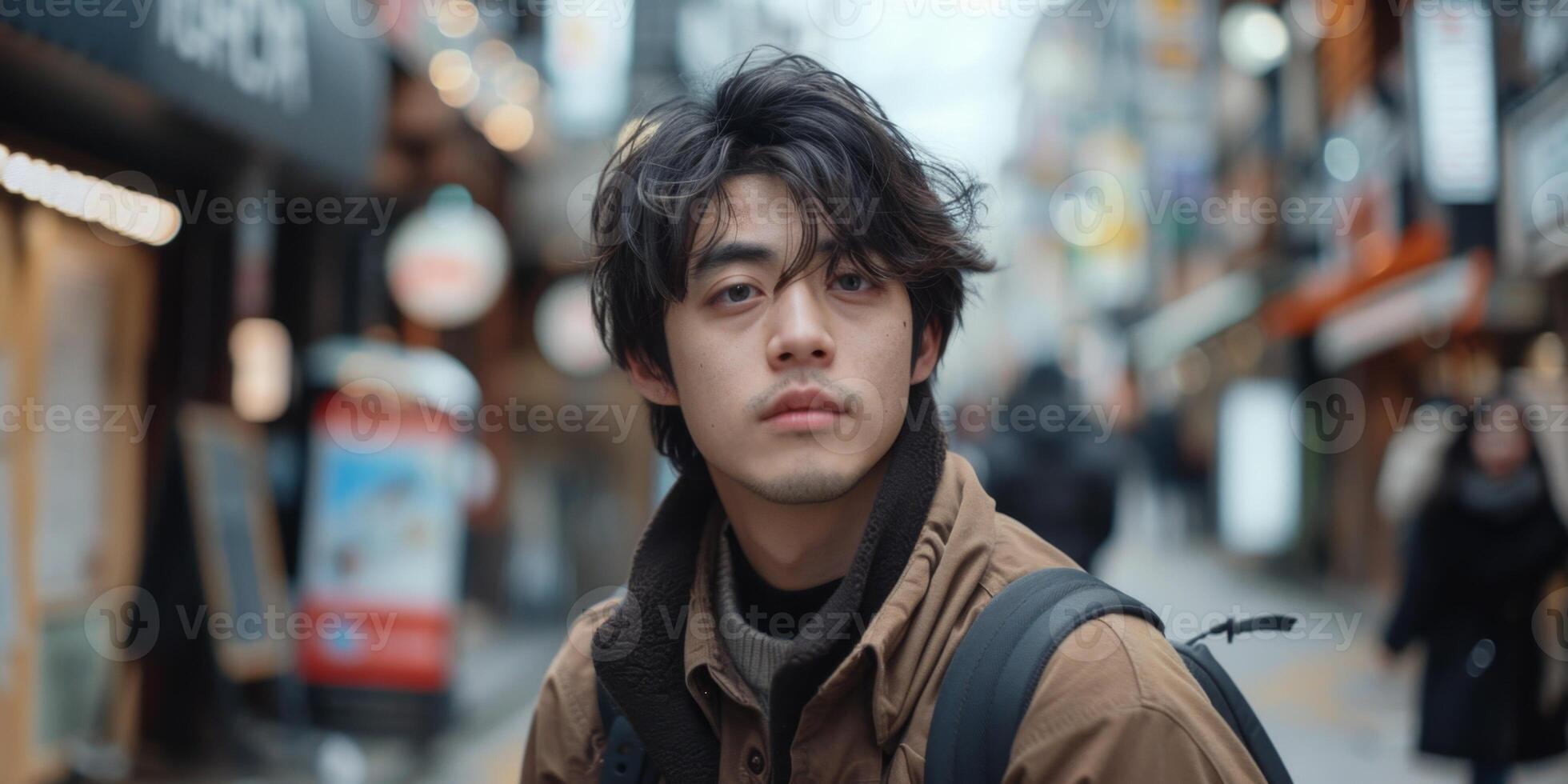 Asian man on a city street photo