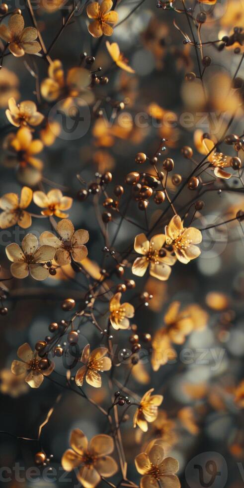 spring blossoming tree and flowers photo