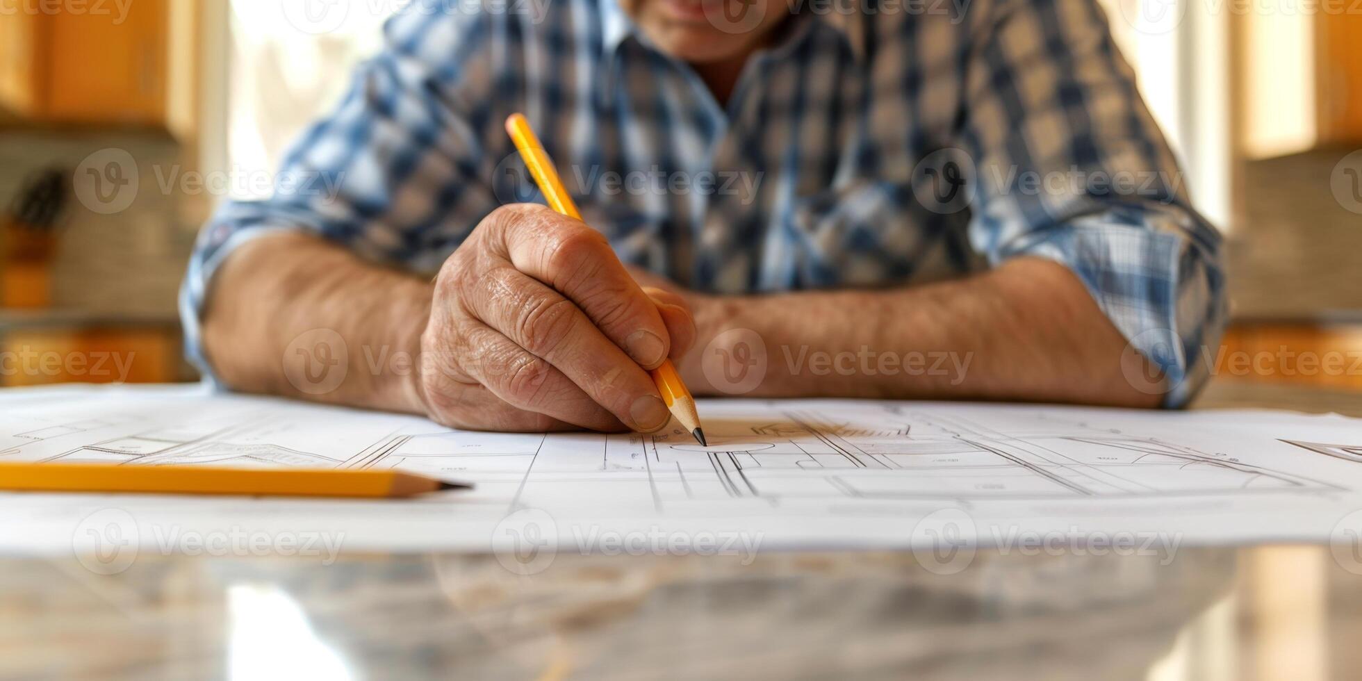engineer makes drawings photo