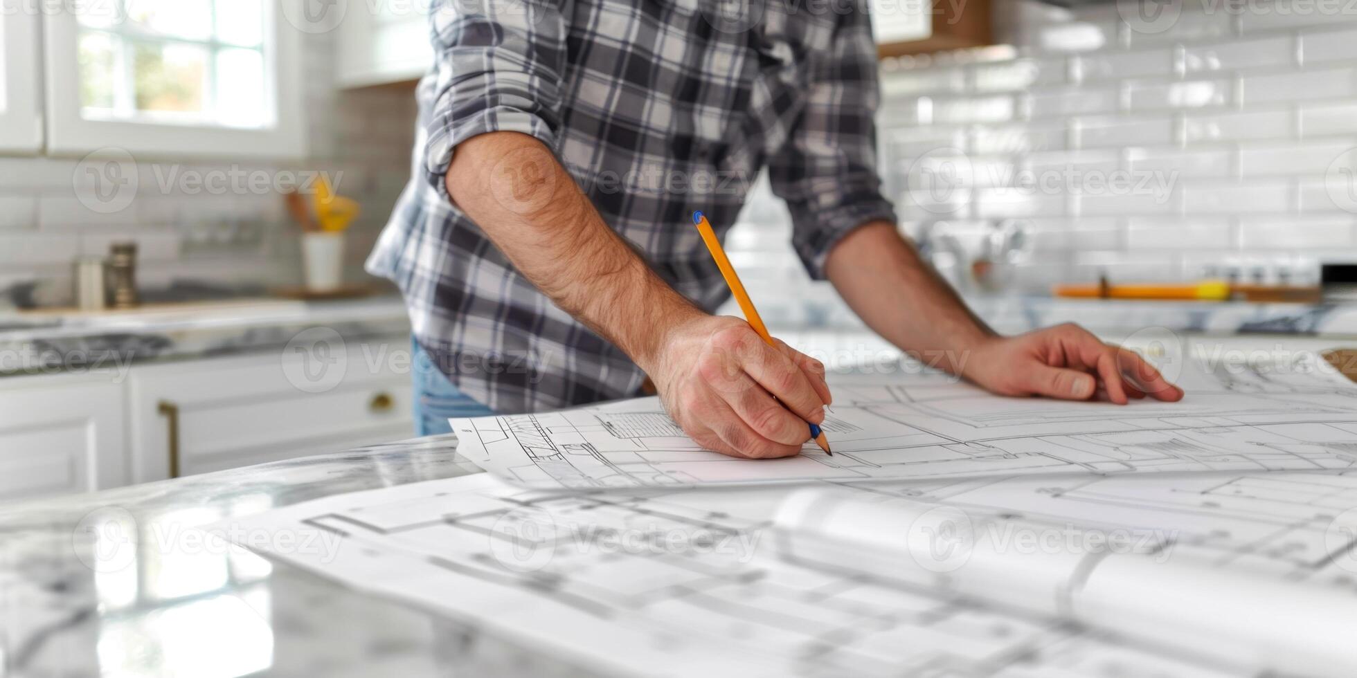 engineer makes drawings photo