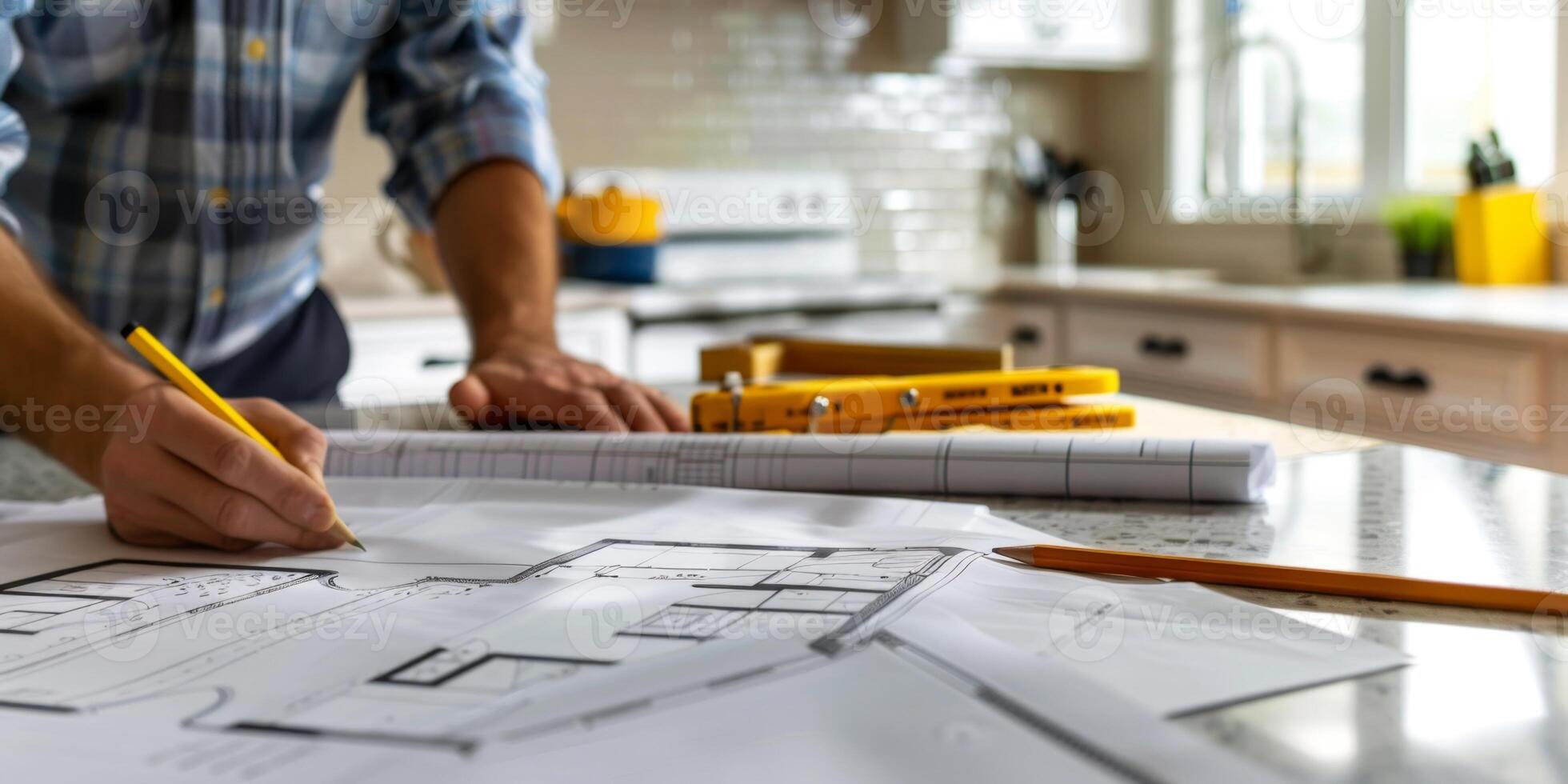 engineer makes drawings photo