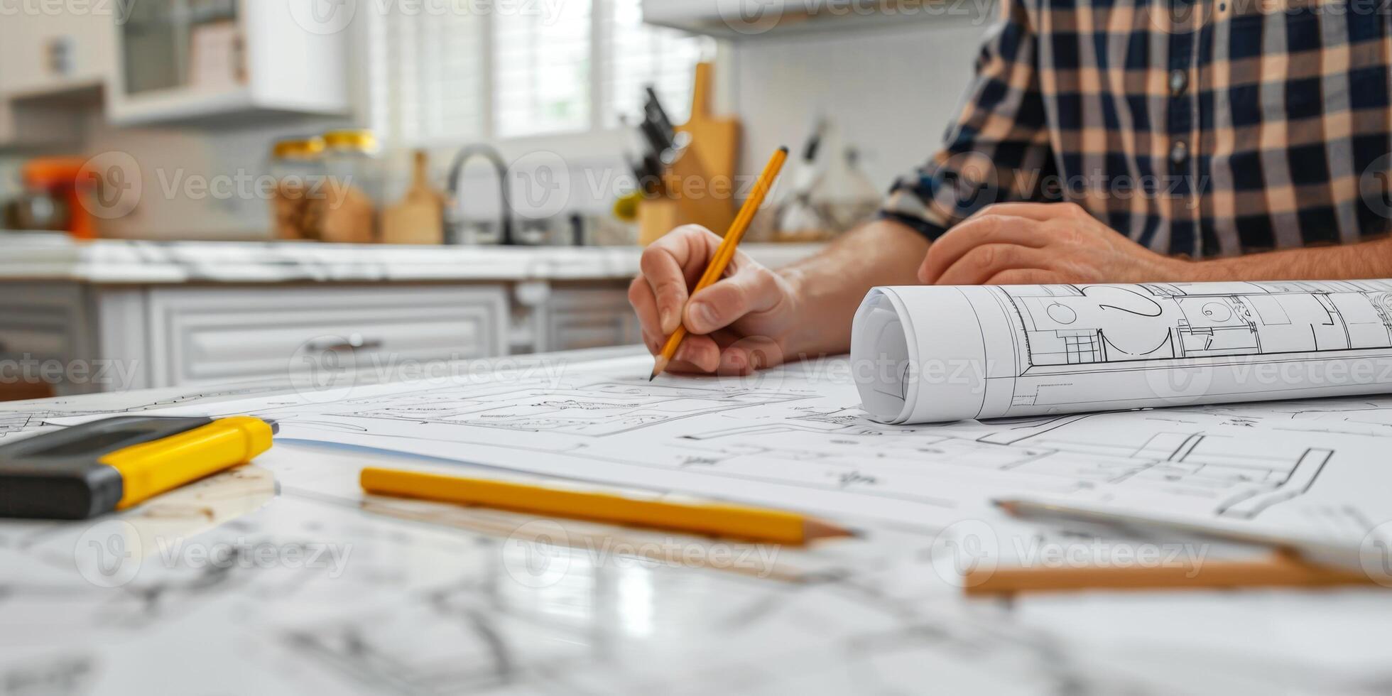 engineer makes drawings photo