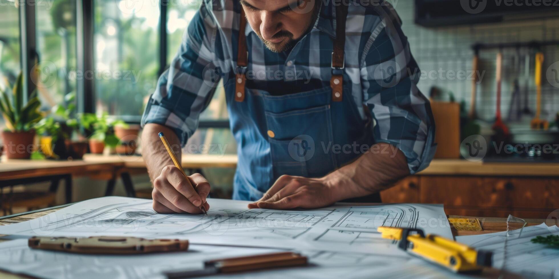engineer makes drawings photo