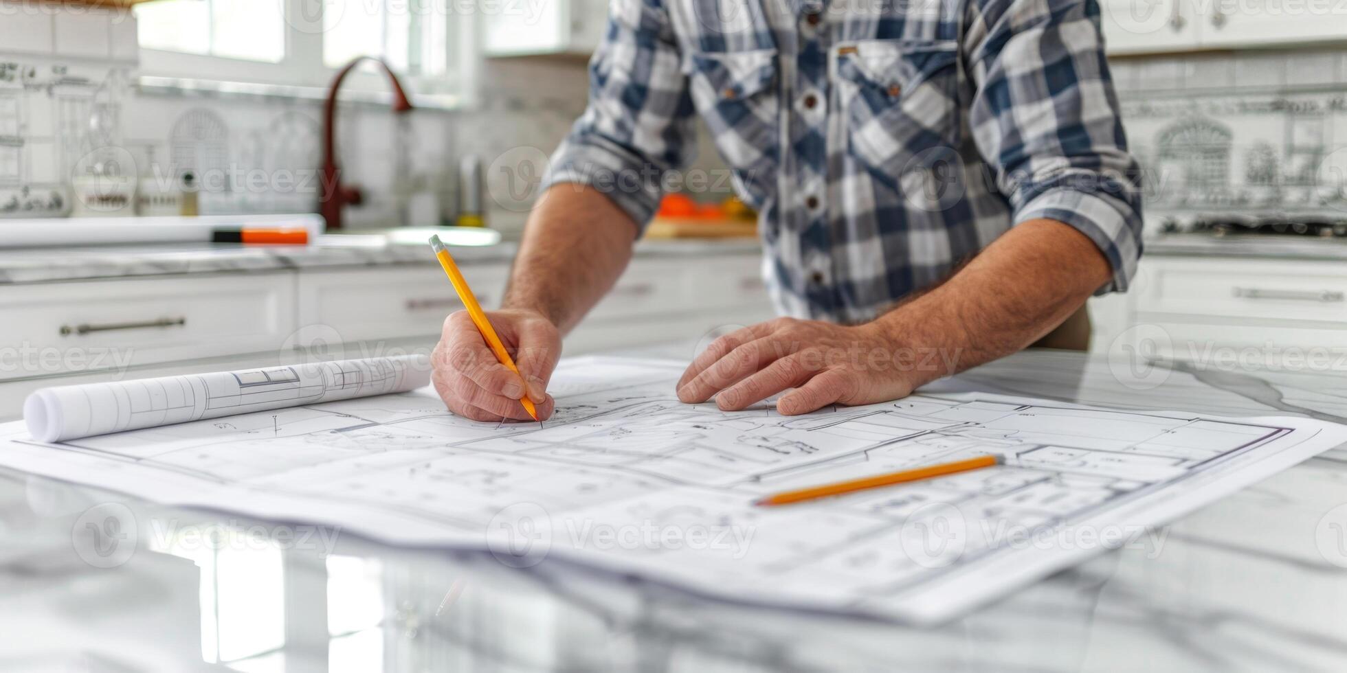 engineer makes drawings photo