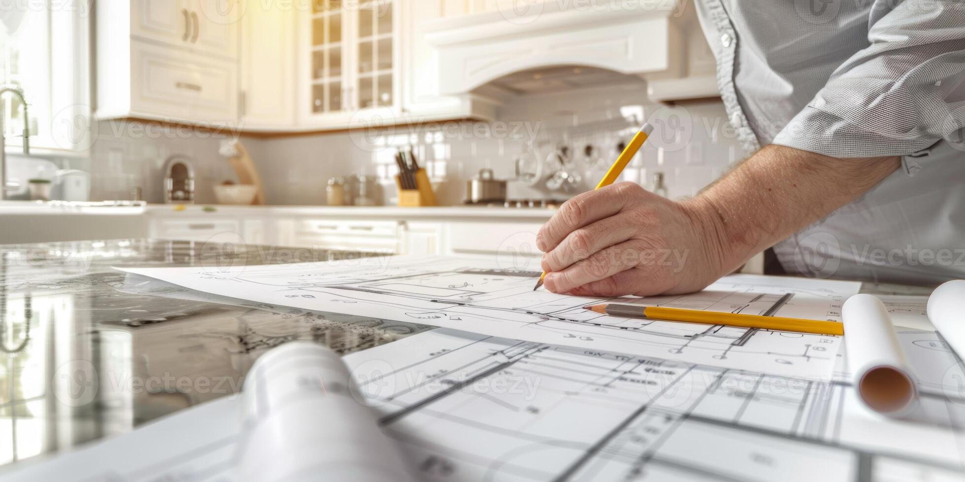 engineer makes drawings photo