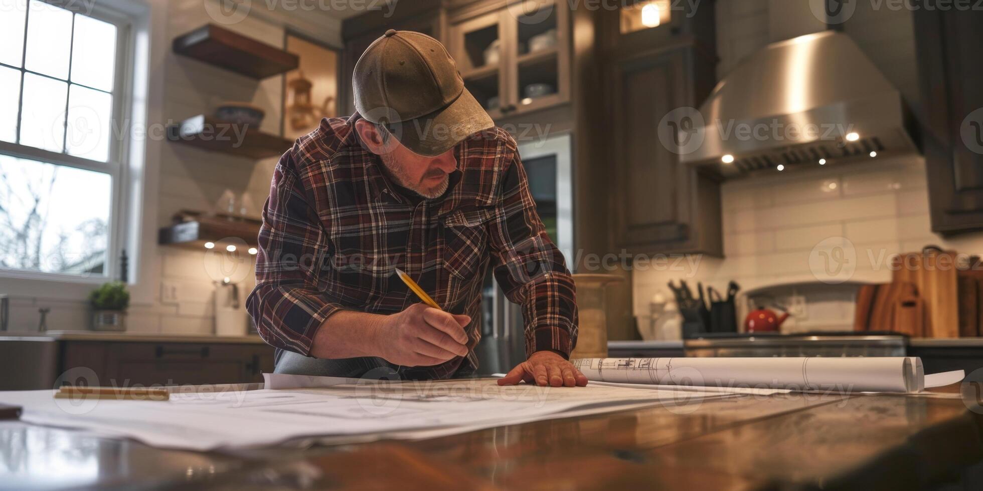 engineer makes drawings photo