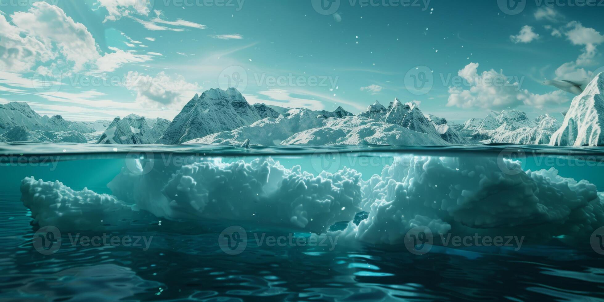 iceberg submarino y encima agua foto