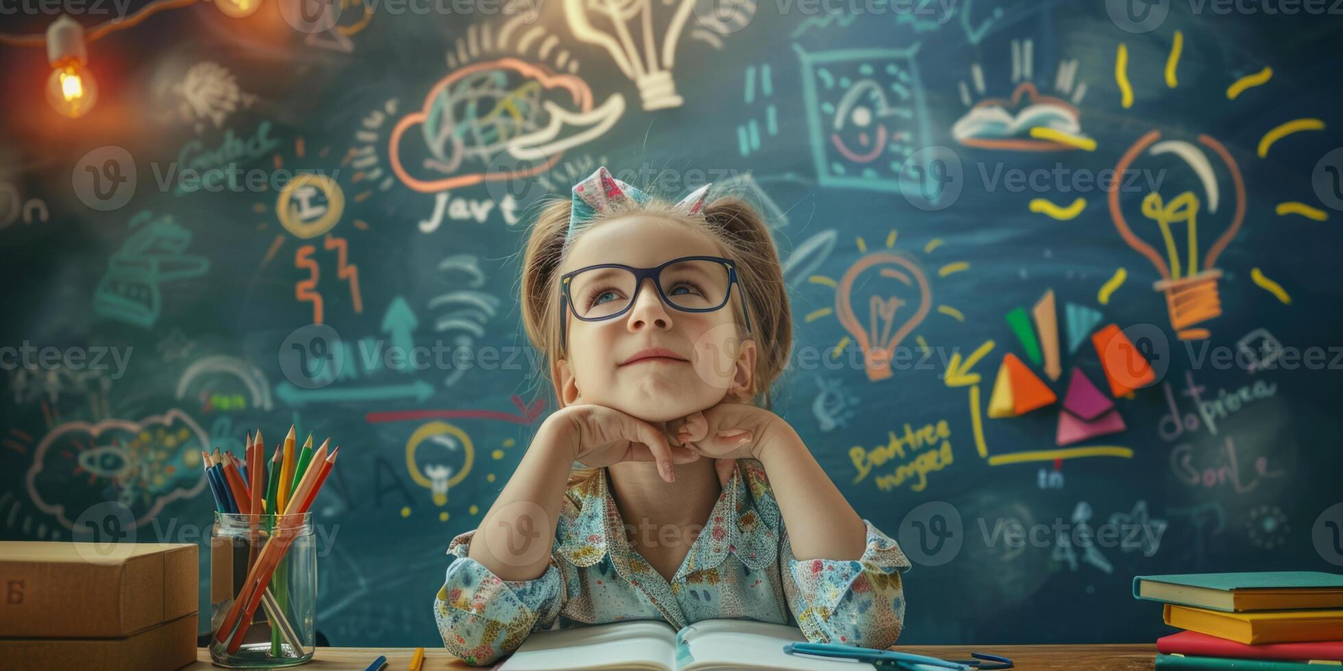 child studying in school class photo