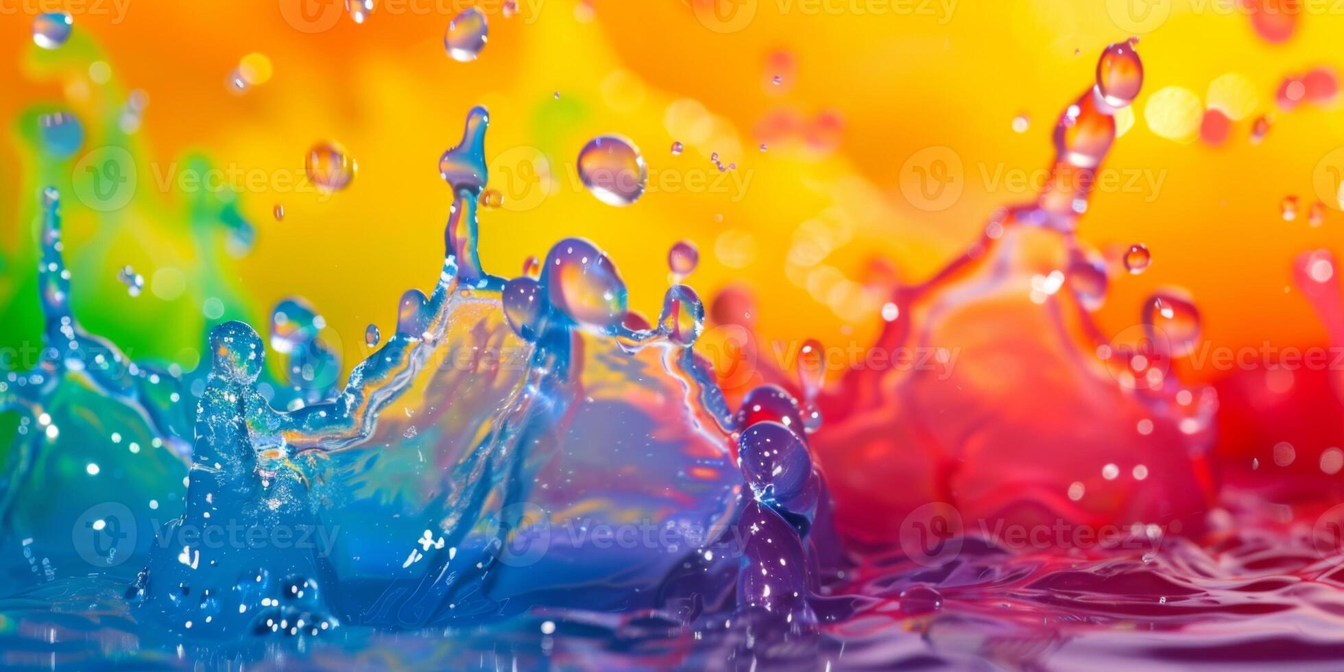 psychedelic background with rainbow colors splashes photo