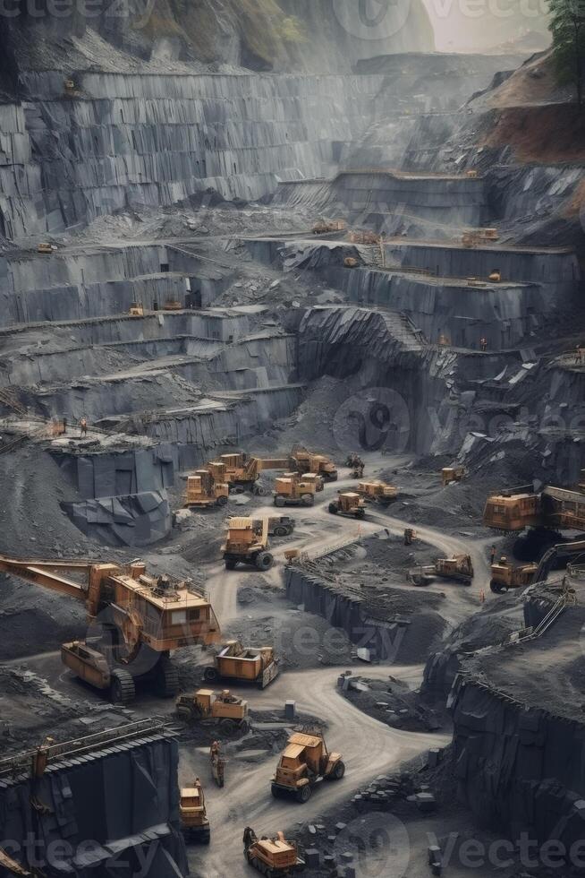excavators working in a quarry photo