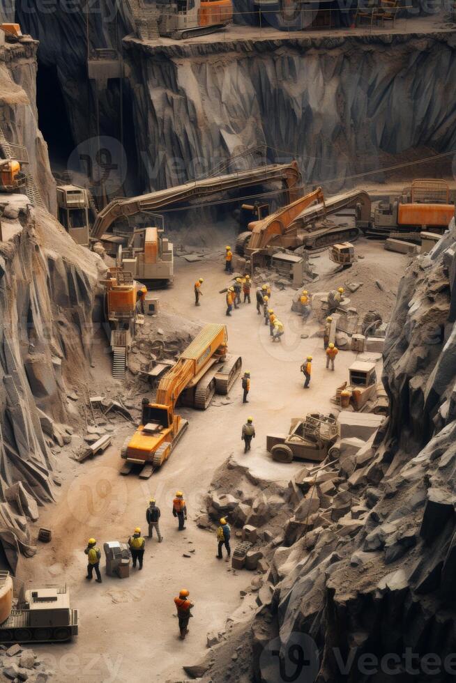 excavators working in a quarry photo