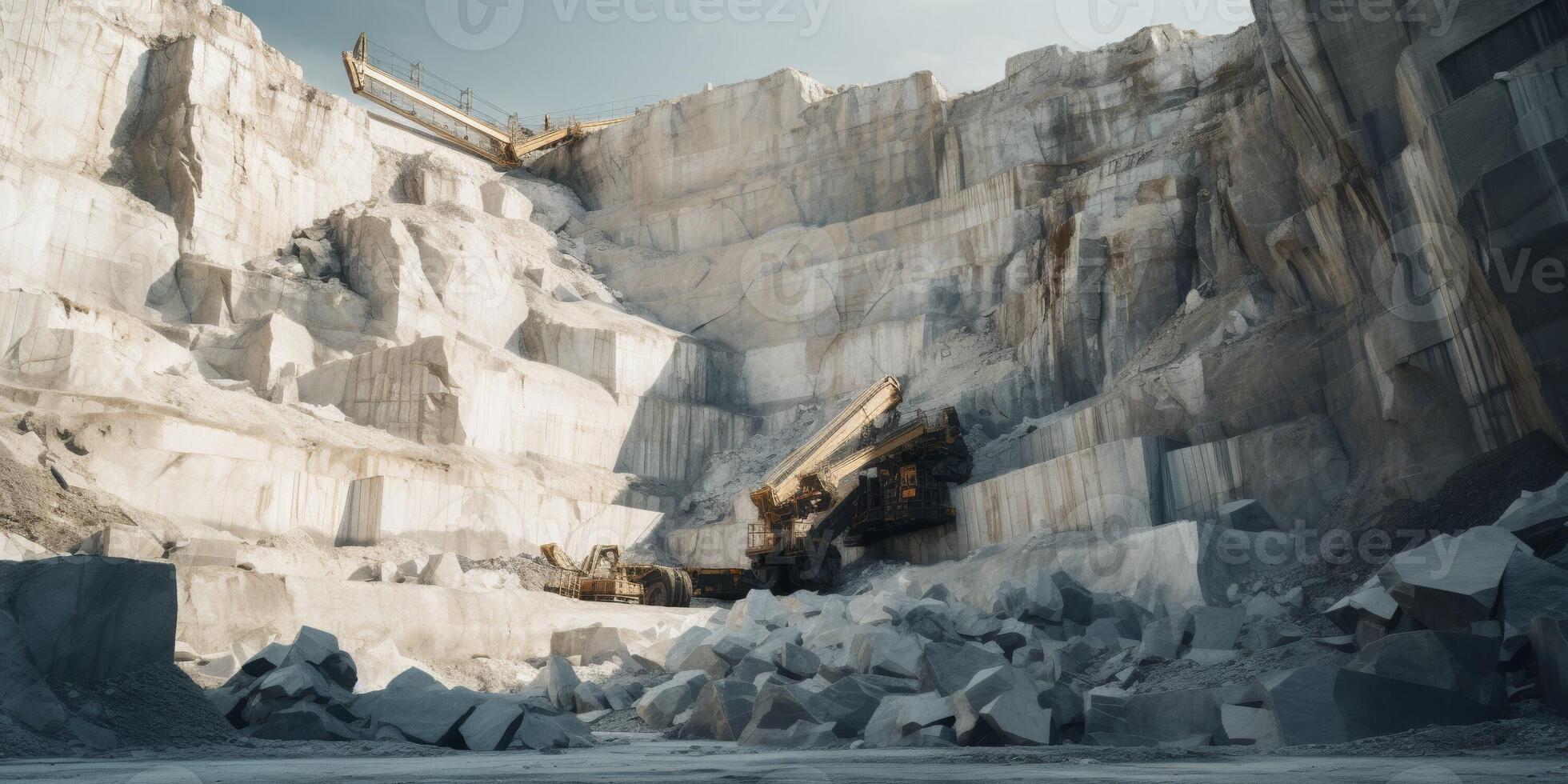 excavators working in a quarry photo