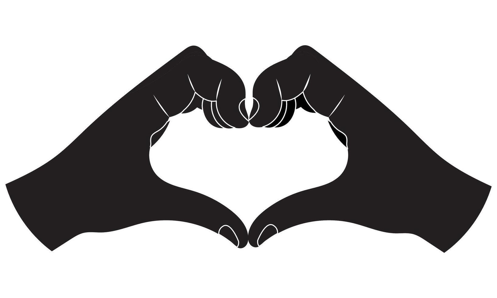 Silhouette of two Hands in the shape of a heart isolated on a white background vector