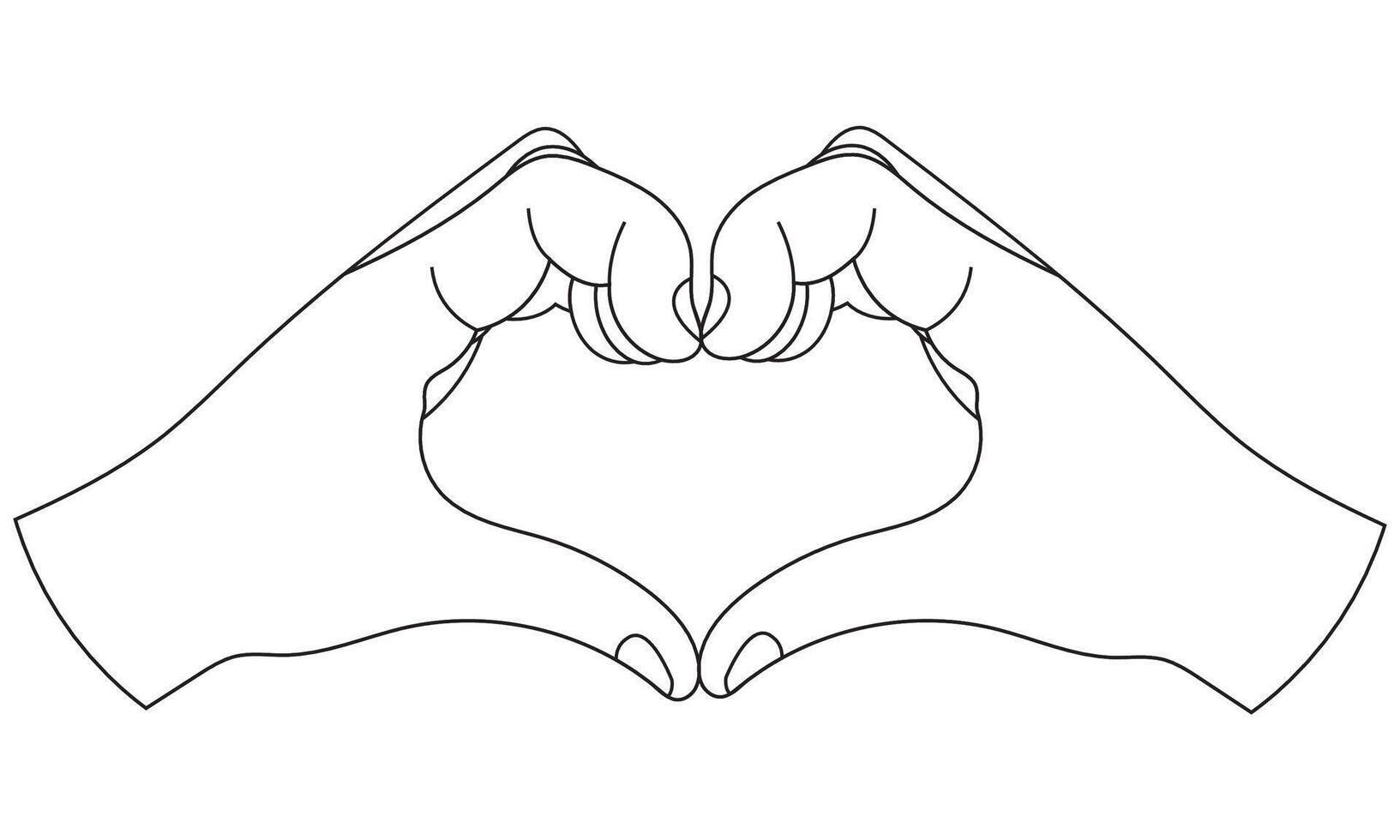 contorno de dos manos en el forma de un corazón en un dibujos animados estilo aislado en un blanco antecedentes vector