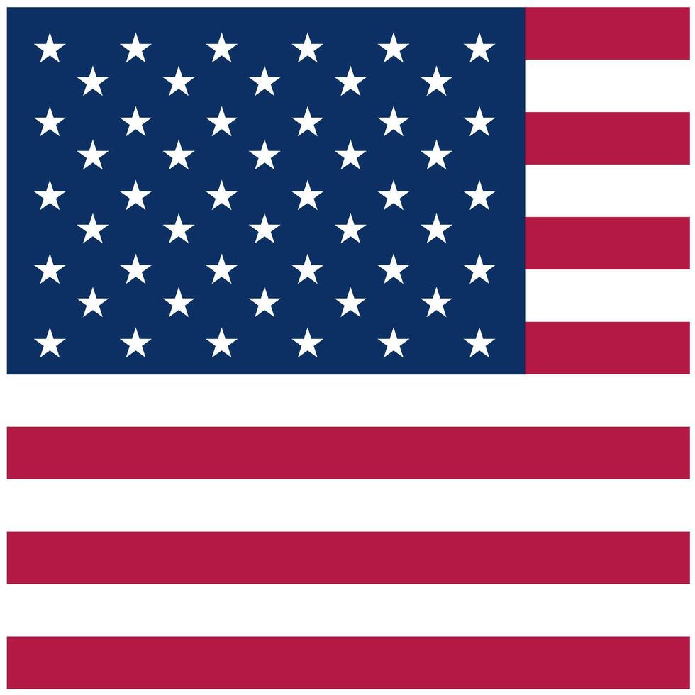 Square shaped US flag isolated on white background, Flag of the USA vector