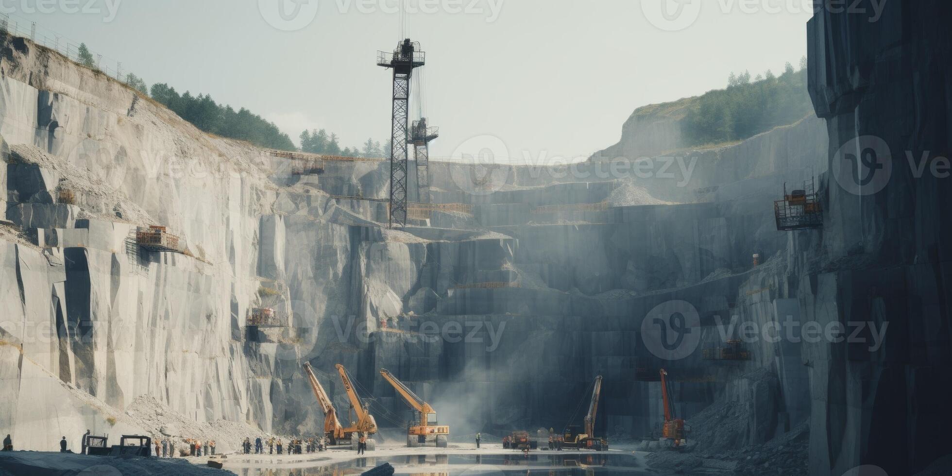 excavators working in a quarry photo