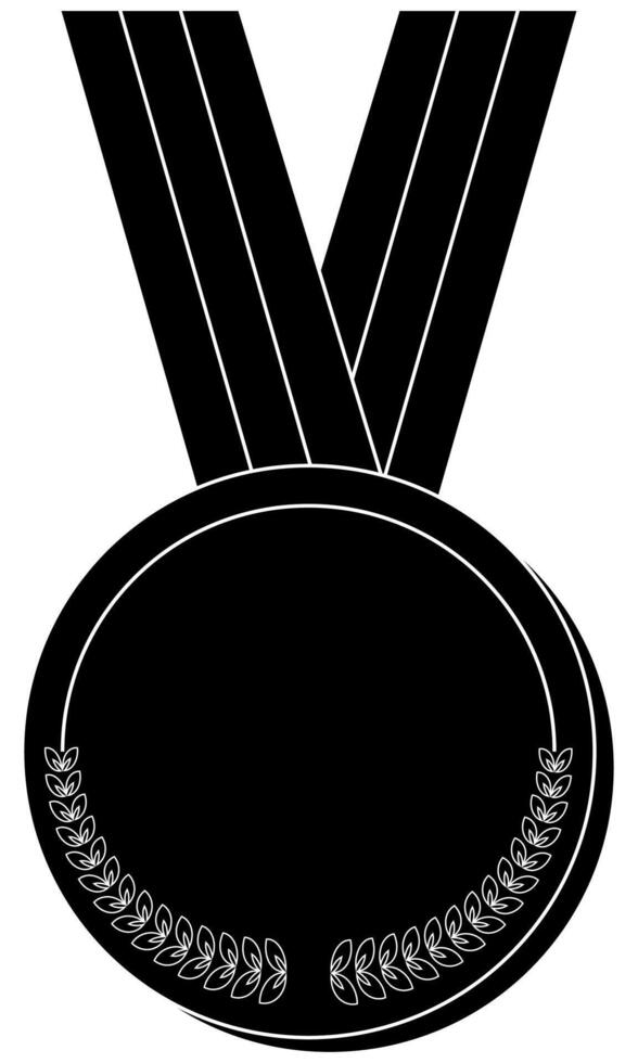 Sports Medal silhouette, black and white monochrome winner award on a white background vector